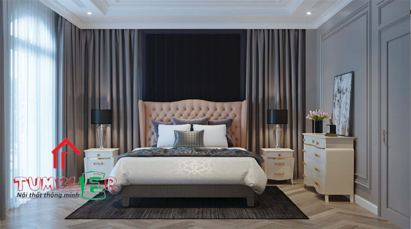 Chiều cao giường đôi lớn thích hợp mang đến sự thoải mái, dễ chịu